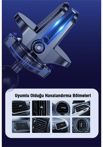 Araç İçi Havalandırma İçin Telefon Tutucu Silikon Destekli Güvenli 360 Derece Araba Telefon Tutucu - 36233