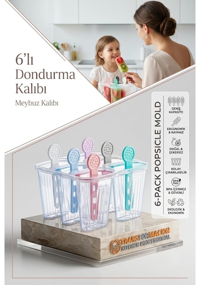 Transformacion 6'li Dondurma Ve Meybuz Kalıbı / Zindeliklı Ev Yapımı Atıştırmalık Seti 721454 Diğer