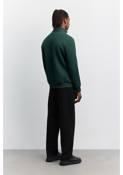 Avva Erkek Koyu Yeşil Dik Yaka Fermuarlı -5 Dereceye Dayanıklı Regular Fit Sweatshirt A62y1351