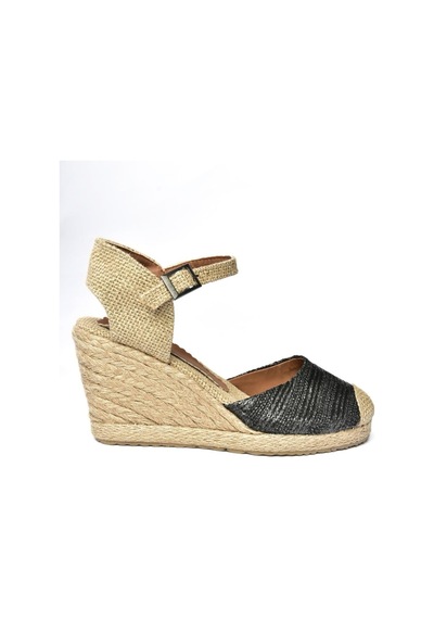 Fox Shoes P241612017 Siyah Hasır Dolgu Topuklu Kadın Ayakkabı