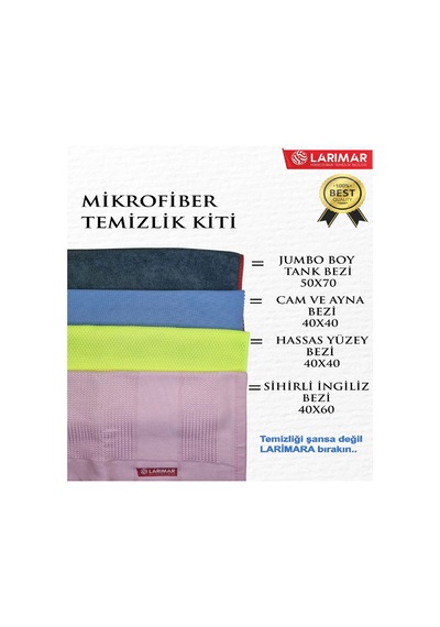 Larimar Karma Mikrofiber Temizlik Bezi Sihirli Bez 4'lü
