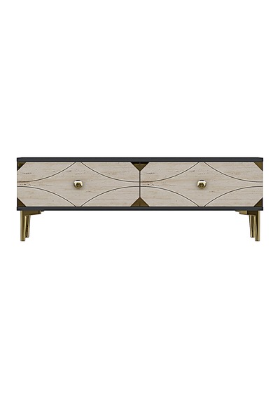 Tsa1297atg Alfa Tv Sehpası Antrasit-traverten-gold 120cm