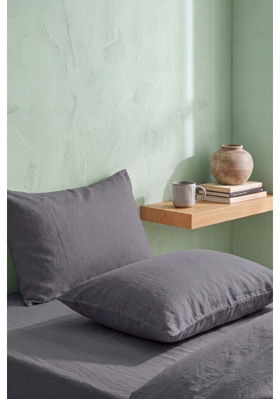 Antrasit %100 Pamuklu 2'li Yastık Kılıfı 50x70 Cm