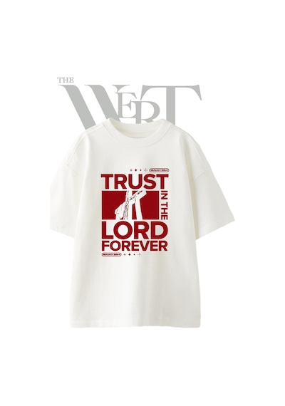 Thewert Carmıh Tasarım Baskılı Ünisex Beyaz Oversize T-shirt