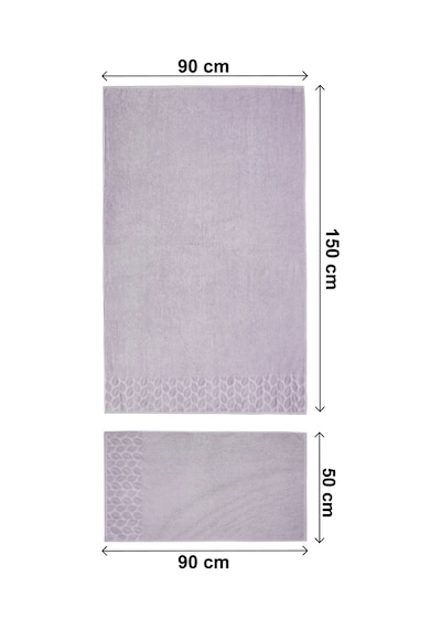 Hazal %100 Pamuklu Kutulu 4'lü Banyo Havlu Seti Hamam Takımı 50x90 - 90x150 Gri-pudra - 00081 Gri