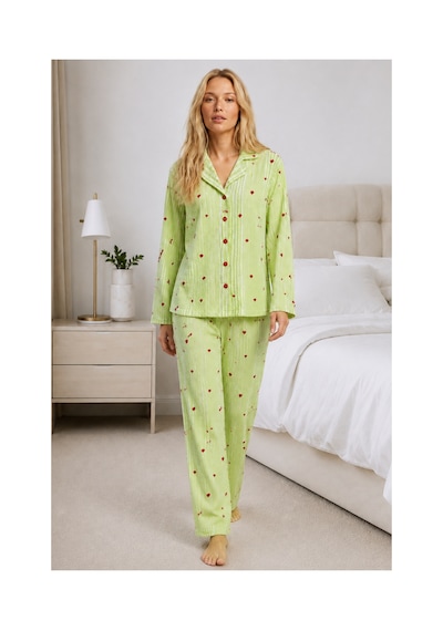 Fit Women Kadın Ev Giyimi Rahat Yeşil Pijama Takımı 4660