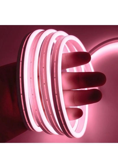 Neon Led Şerit Işık 5 Metre Dimmer Buton Dekoratif Ambiyans Işık, Pembe