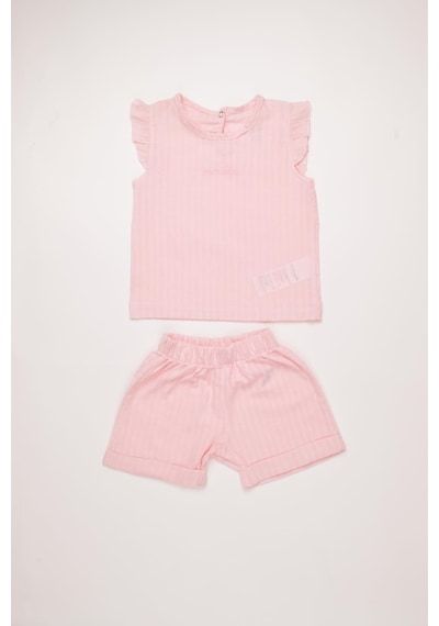 Pierre Cardin Pamuk Kız Çocuk Yazlık Dokuma Şortlu Takım 303789 Pembe