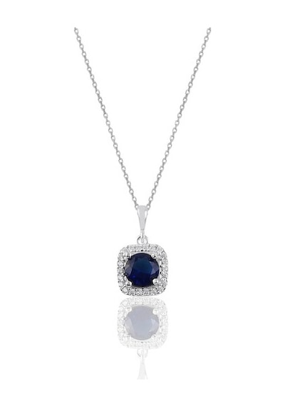 Gümüş Rodyumlu Safir Taşlı Kare Üçlü Set