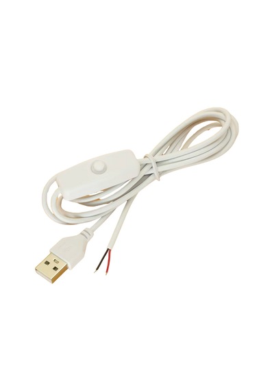 2 Amper Swich Li Usb Erkek Kablo 1 Metre Anahtarlı Açık Uçlu Beyaz Usb Kablo