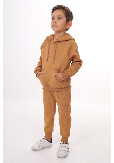 Toontoy Erkek Çocuk Nakışlı Eşofman Takım Kahverengi