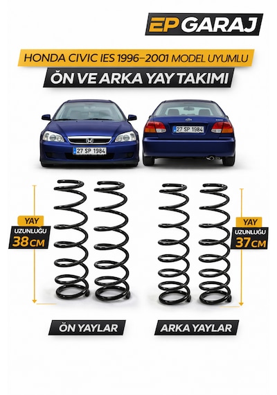 Honda Civic İes 1996 2001 Model Uyumlu Ön + Arka Yay Takımı