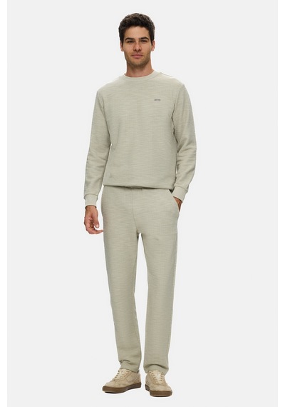 UCLA Luca Kemik Rengi Bisiklet Yaka Krinkıl Hafif Kumaş Metal Logolu Standard Fit Erkek Sweatshirt