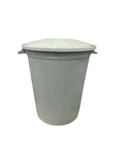 Çöp Kovası 50 Lt Çöp Kovası Kapaklı Büyük Boy Çöp Bidonu Dayanıklı Çöp Kovası - Gri Diğer