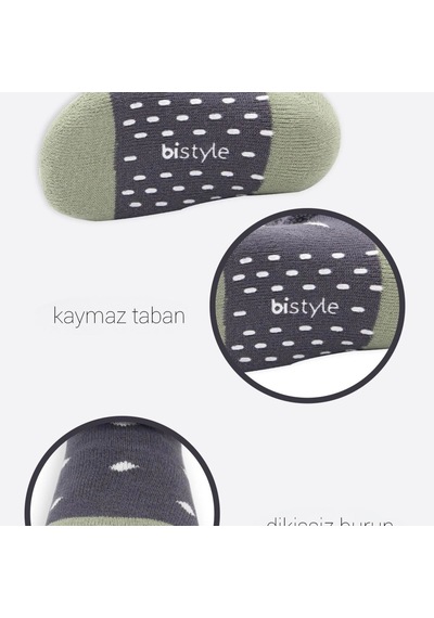 Bistyle Puanlı Kaymaz Havlu Soket Çorap 2'li Bs10502 Antrasit Antrasit