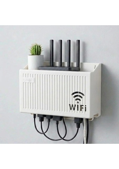 Duvar Tipi Wi-fi Modem Saklama Kutusu Beyaz Kablo Düzenleyici Router Raf Organizer 5705