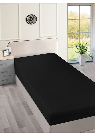Menderes Home Cotton Collection Ranforce Çift Kişilik Çarşaf Düzboya Siyah