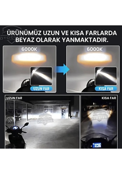 Toyota Corolla E90 1987-1992 H4 Led Far Ampulü Beyaz Işık Canbus Mini Lensli 2'li Set