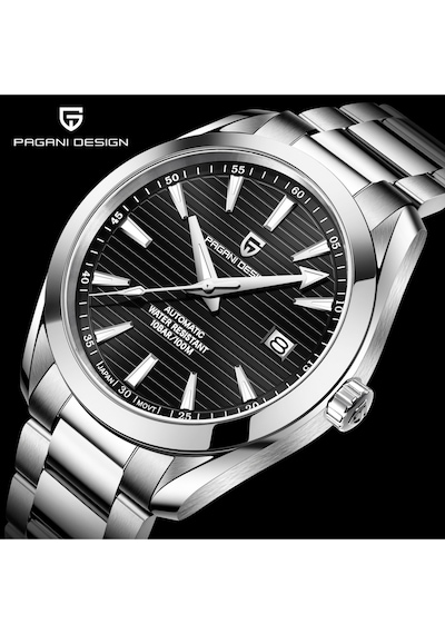 Pagani Design Pd-1688 Aqua Terra Erkek 40mm Retro Japonya Nh35a Otomatik Mekanik 100m Su Geçirmez Safir Çelik Saat Siyah