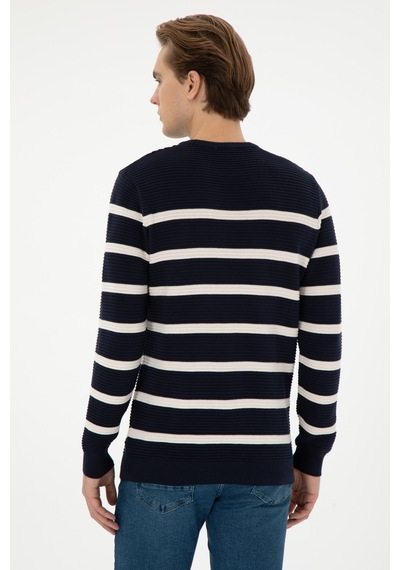 U.S. Polo Assn. Erkek Slim Fit Bisiklet Yaka Lacivert Kazak 50292850-VR033