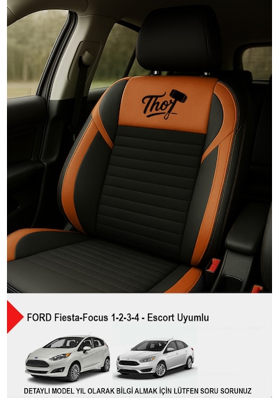 Thor Tay Tüyü Oto Koltuk Kılıfı Ford Focus-fiesta-escort Uyumlu Taba