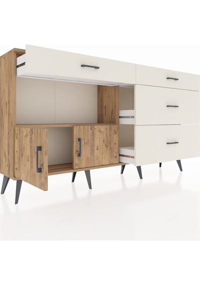 Arges Konsol Tek Raflı 4 Çekmeceli 2 Kapaklı 176x30x99 Çam-çam/ay Çam-çam/aytaşı Arges Konsol Tek Raflı 4 Çekmeceli 2 Kapaklı 176x30x99 Çam-çam/ay Çam-çam/aytaşı
