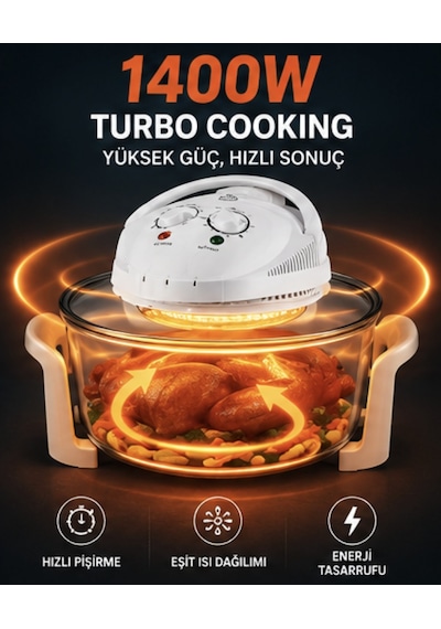 Acura AC188 1400 W Halojen Lezzet Cam Turbo Fırın