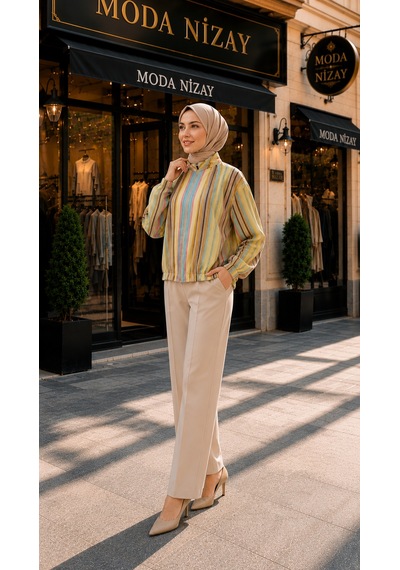 Sevitli Bomber Ceket-sarı-5940