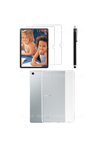 Samsung Galaxy Tab A7 Lite T225 8.7 Inç Uyumlu Silikon Tablet Kılıfı Kalem Ekran Koruyucu Seti Kılıf