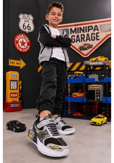 Minipa Garaj Tabanlı, Çift Metal Arabalı, Ortopedik Çocuk Spor Ayakkabı Gümüş