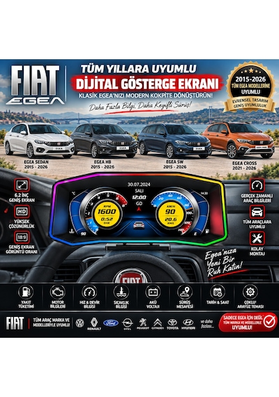 Fiat Egea/egea Cross 2015-2026 Modeller İçin Harici Digital Gösterge Odb Ekran Arıza Göstergesi Turbo Gösterge Hayalet Ekran Fiat Egea/egea Cross 2015-2026 Modeller İçin Harici Digital Gösterge Odb Ekran Arıza Göstergesi Turbo Gösterge Hayalet Ekran