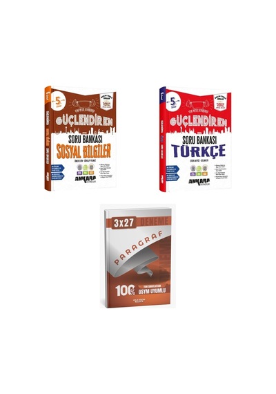 2027 Ankara 5. Sınıf Güçlendiren Sosyal Bilgiler + Türkçe Soru + Anla Kazan Paragraf Deneme 3'lü Set