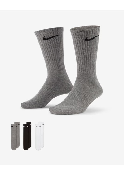 Nike Sx7676-964 Everyday Lightweight Crew Antrenman Çorapları 3 Çift Cok Renklı