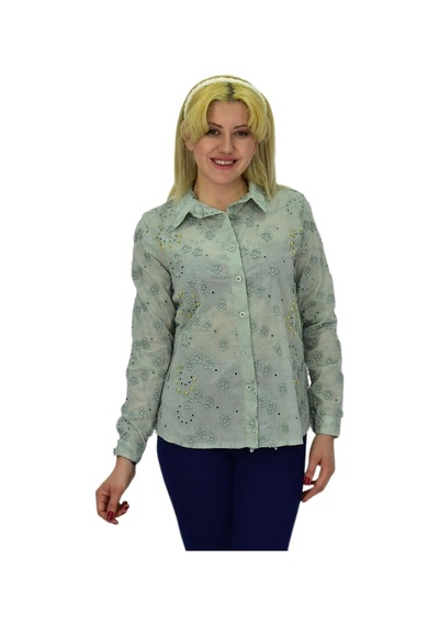 Kadın Brodeli Taşlı Bluz Bgl-st03720 001