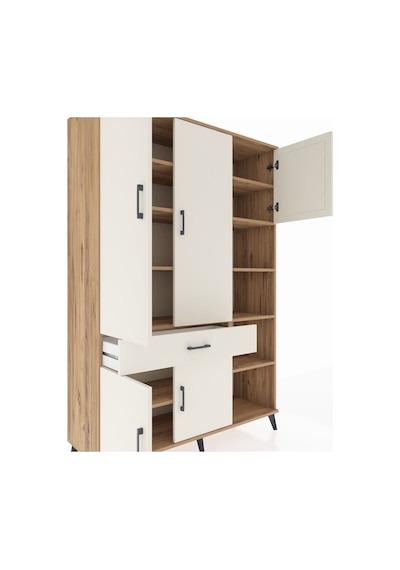 Hyperion Dolap 10 Raflı Tek Çekmeceli 5 Kapaklı 132x44x195 Çam-aytaşı/aytaşı Aytası/aytası