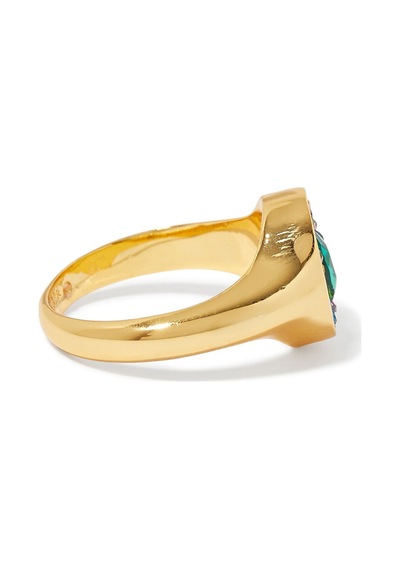 Regency Signet Ring 1.8x1.5 Cm, Renkli Modern Signet Yüzük Zarif Tasarım Altın