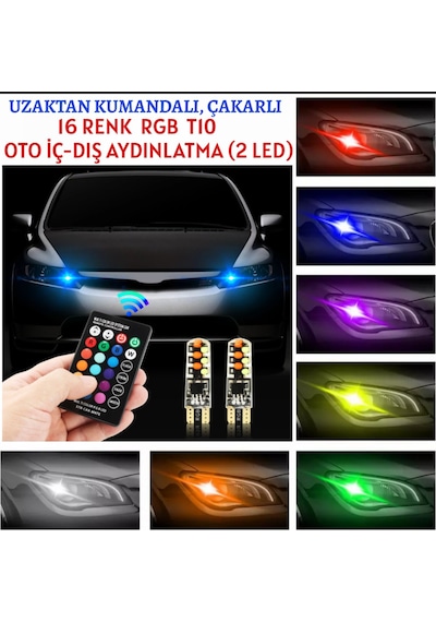 Uzaktan Kumandalı 18 Led Renk Değiştiren T10 Çakarlı Park Ampulu N11.1330
