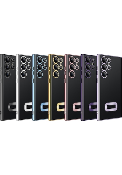 Samsung Galaxy Uyumlu S23 Ultra - Kılıf Kamera Korumalı Logo Gösteren Omega Kapak