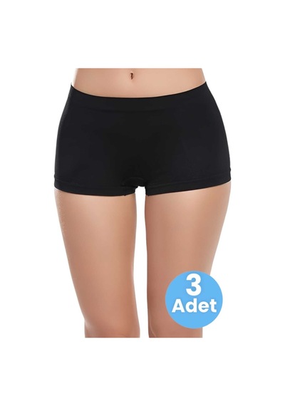 Uniquetrenders Kadın Dikişsiz Boxer 3'lü Set Siyah