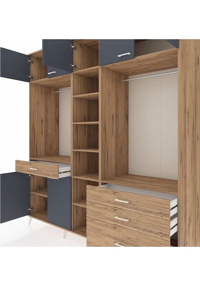 Kronos Dolap 11 Raflı 4 Çekmeceli 2 Askılı 220x59x243 Çam-antrasit/çam Beyaz Kronos Dolap 11 Raflı 4 Çekmeceli 2 Askılı 220x59x243 Çam-antrasit/çam Beyaz