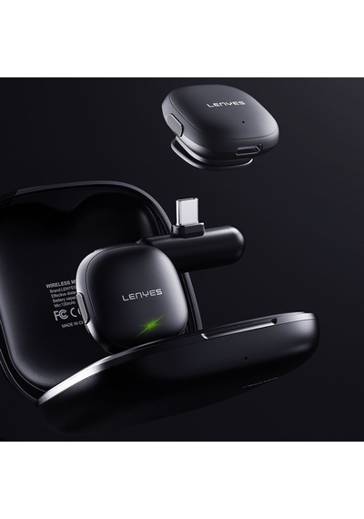 Lenyes Lm210 Type-c Portlu Yapay Zeka Gürültü Önleyici Özellikli Kablosuz Yaka Mikrofonu Siyah