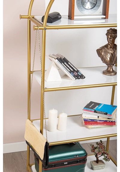 Hestia Gold Metal 4 Katlı Kitaplık Gold
