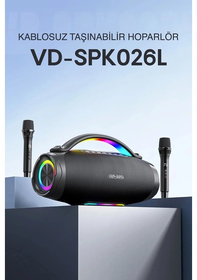 Ven-dens Vd-spk026l 240 W Bluetooth 5.3 Taşınabilir Hoparlör, 24000 Mah Batarya, Led Işık, Siyah