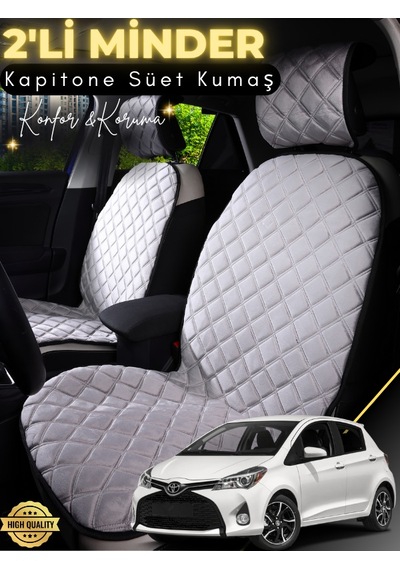 Toyota Yaris Uyumlu 2'li Süet Oto Koltuk Minderi Terletmez Universal Oto Aksesuar A3 Gri