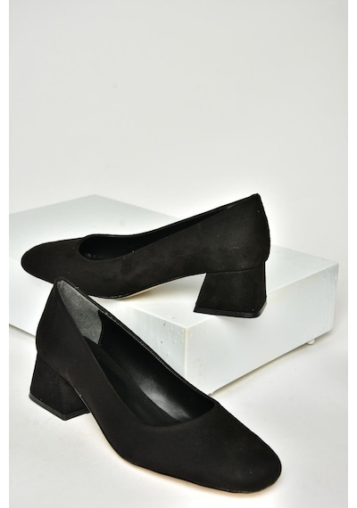 Fox Shoes T752827002 Siyah Süet Alçak Topuklu Kadın Ayakkabı Siyah