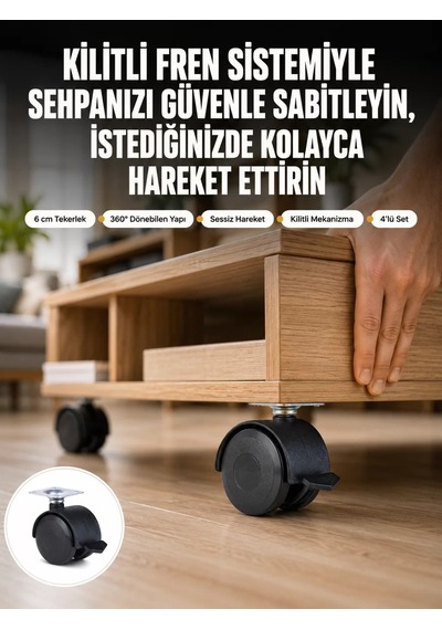Sehpa Ve Restoran Arabası İçin Kilitli Ayak 4 Lü Belirtilmemiş