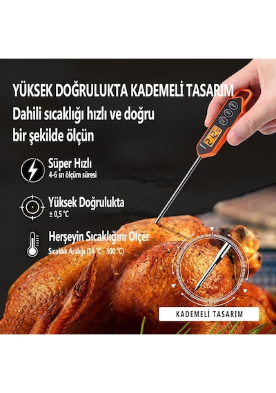 ThermoPro TP01H Işıklı Daldırma/Saplama Gıda Pişirme Termometresi - T07595