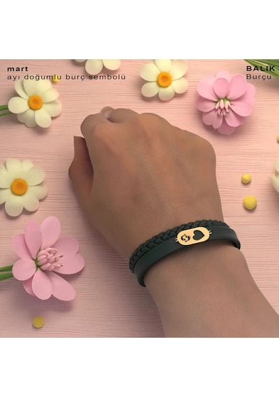 Archin Balık Burçları İçin Koyu Yeşil Derili Kalp Motifli 14 Ayar Altın Plakalı Hediye Bileklik-560burç Balık Archin Balık Burçları İçin Koyu Yeşil Derili Kalp Motifli 14 Ayar Altın Plakalı Hediye Bileklik-560burç Balık
