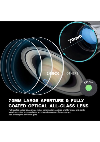 70/700 Refraktör Teleskop Astronomi Profili 525x Büyütme Yıldızlı Teleskop