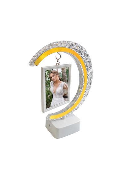 Led Işıklı Hilal Fotoğraf Çerçevesi Gece Lambası 2 Dikey Fotoğraf Kapasiteli